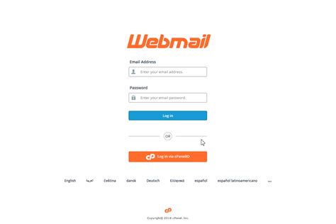 Log in to Webmail